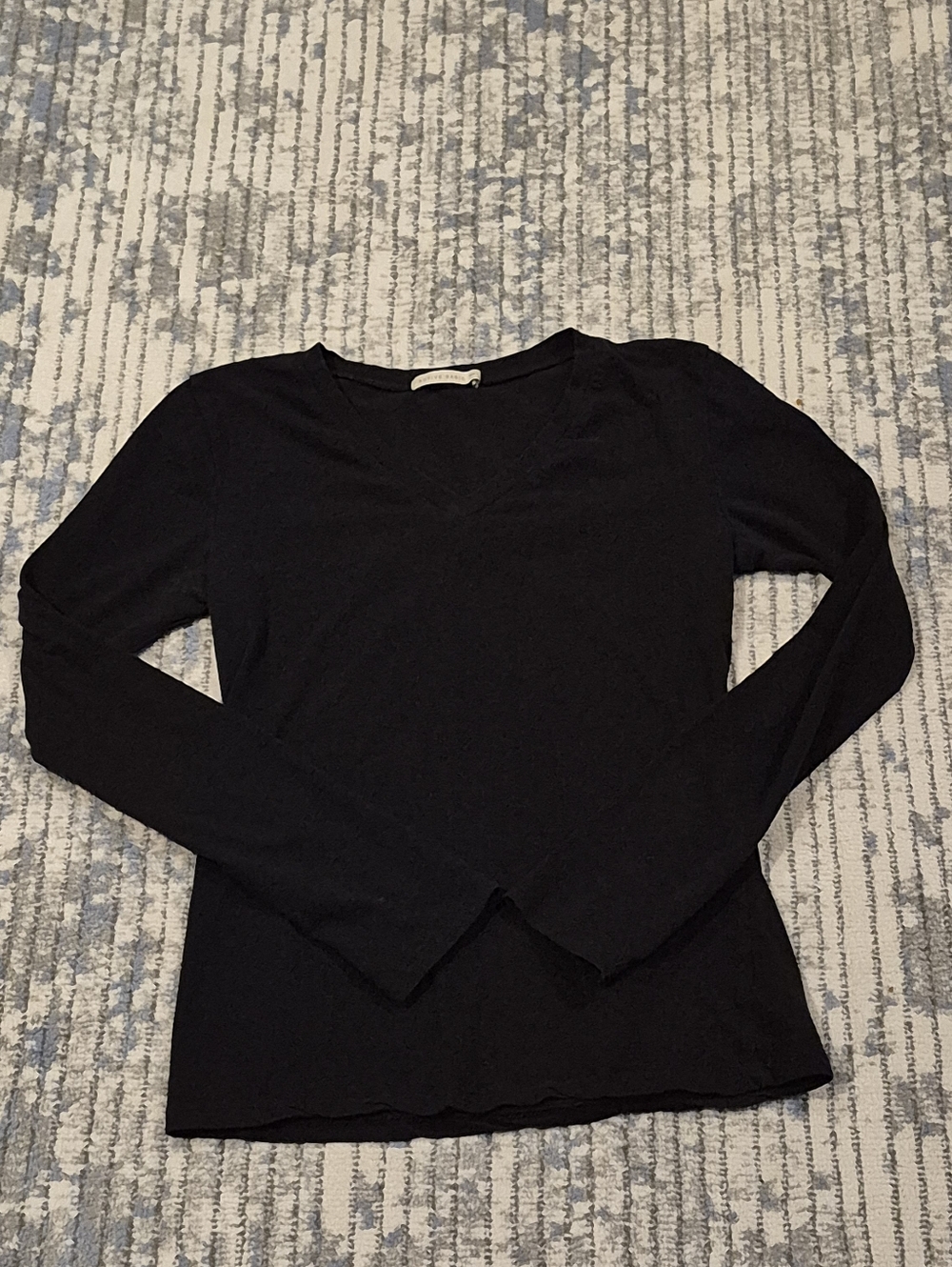 Active Basic Black Long Sleeve V-Neck Top